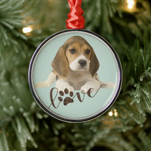Beagle Metalen Ornament (Boom)
