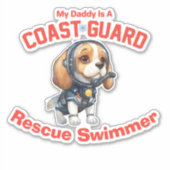 Beagle Mijn papa is een USCG reddingszwemmer Sticker (Voorkant)