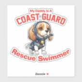 Beagle Mijn papa is een USCG reddingszwemmer Sticker (Vel)
