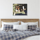 Beagle Mix Hond Low-Poly Digitale Kunst Canvas Afdruk (Insitu (Slaapkamer))