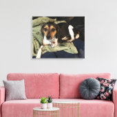 Beagle Mix Hond Low-Poly Digitale Kunst Canvas Afdruk (Insitu (Woonkamer))