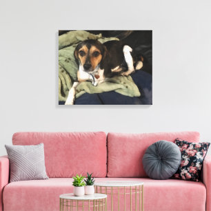 Beagle Mix Hond Low-Poly Digitale Kunst Canvas Afdruk