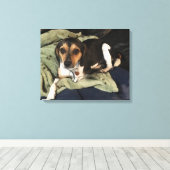 Beagle Mix Hond Low-Poly Digitale Kunst Canvas Afdruk (Insitu (Houten vloer))
