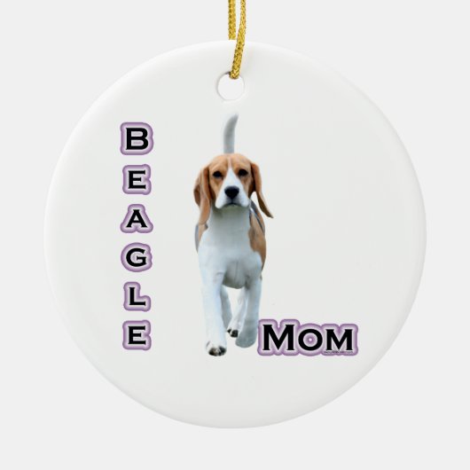 Beagle Moeder 4 - Sleutelhanger Keramisch Ornament (Voorkant)