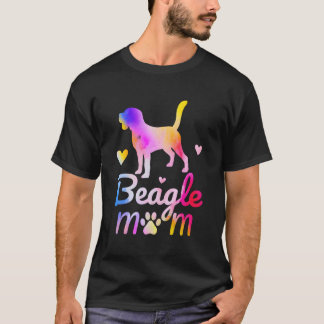 Beagle Moeder Kleurrijke Waterverf Hond Mama T-shirt