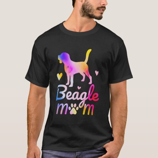 Beagle Moeder Kleurrijke Waterverf Hond Mama T-shirt (Voorkant)