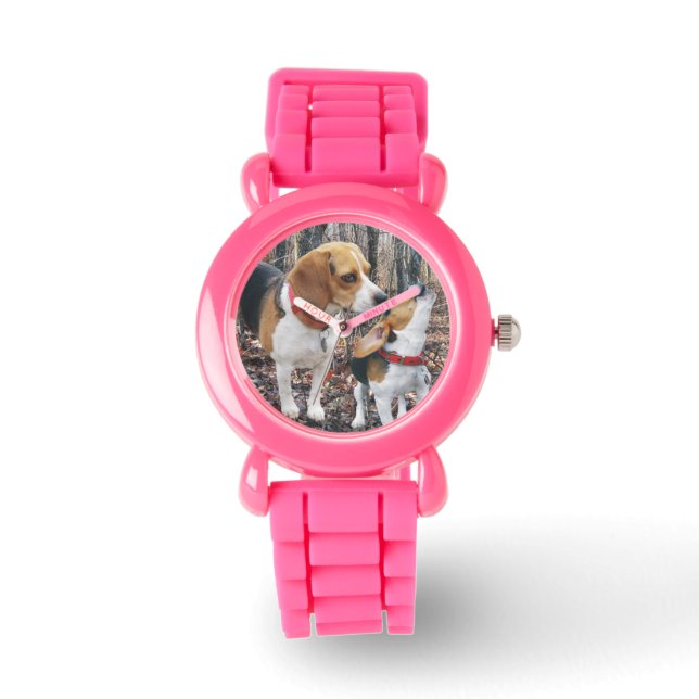 Beagle Moeder & Puppy Horloge (Voorkant)