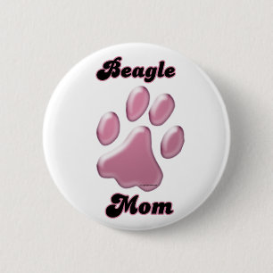 Beagle Moeder Roze Pawprint - Button