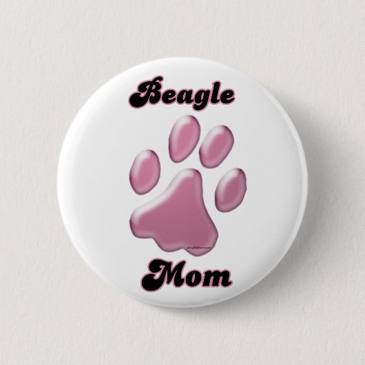 Beagle Moeder Roze Pawprint - Button (Voorkant)