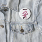 Beagle Moeder Roze Pawprint - Button (In situ)