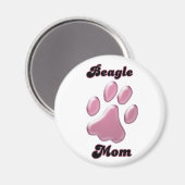 Beagle Moeder Roze Pawprint - Magneet (Voorkant / Achterkant)