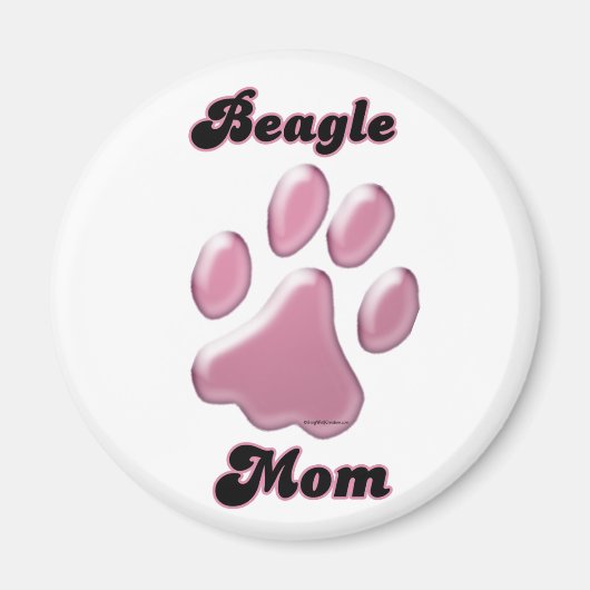 Beagle Moeder Roze Pawprint - Magneet (Voorkant)