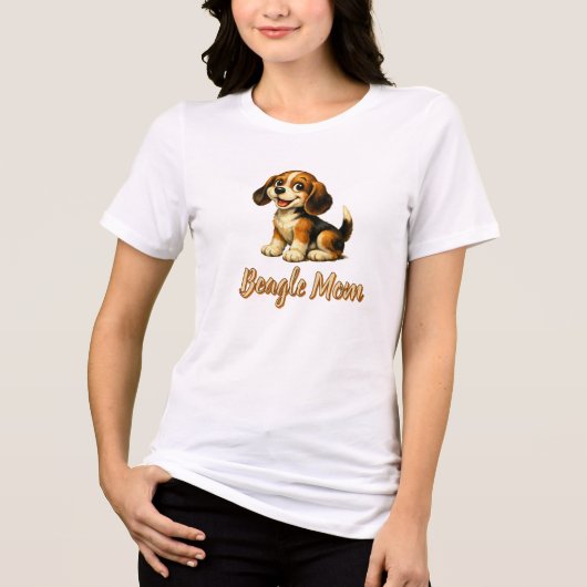 Beagle Moeder | Schattige Vintage Hond Tri-Blend Shirt (Voorkant)