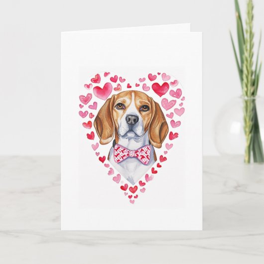 Beagle Moeder Valentijnsdag Hond Liefde Hart Roze  Feestdagen Kaart (Voorkant)