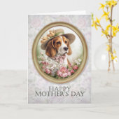 Beagle Moederdag Kaart (Gele Bloem)