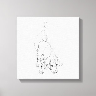 Beagle mok – met de hand getekende inkt hond  canvas afdruk