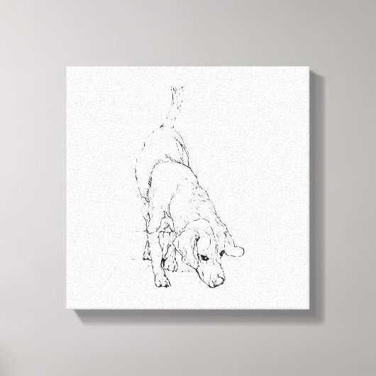 Beagle mok – met de hand getekende inkt hond  canvas afdruk (Voorkant)