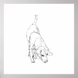Beagle mok – met de hand getekende inkt hond poster