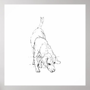 Beagle mok – met de hand getekende inkt hond poster