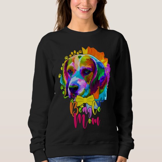 Beagle Mom Cute Colourful Dog Sunflower  Mother's  Trui (Voorkant)