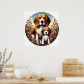 Beagle Mom en Pup 5000 2X Poster (Keuken)