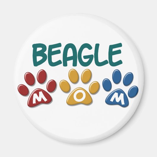 BEAGLE MOM Paw Print Magneet (Voorkant)