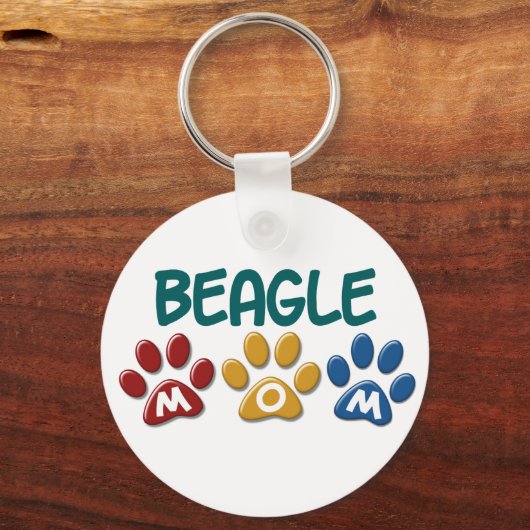 BEAGLE MOM Paw Print Sleutelhanger (Voorkant)
