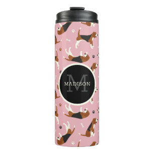 Beagle Monogram en Naam Thermal Tumbler Thermosbeker