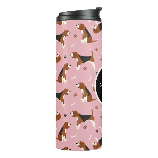 Beagle Monogram en Naam Thermal Tumbler Thermosbeker (Gedraaid links)