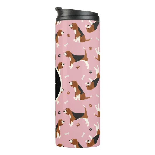 Beagle Monogram en Naam Thermal Tumbler Thermosbeker (Geroteerd rechts)