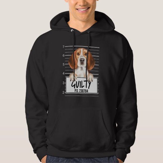 Beagle Mugshot Guilty Dog Hoodie (Voorkant)