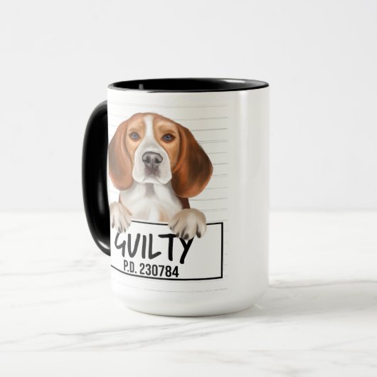 Beagle Mugshot Guilty Dog Mok (Voorkant links)