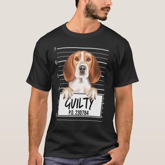 Beagle Mugshot Guilty Dog T-shirt (Voorkant)