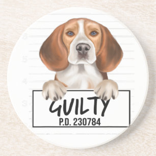 Beagle Mugshot Guilty Dog Zandsteen Onderzetter