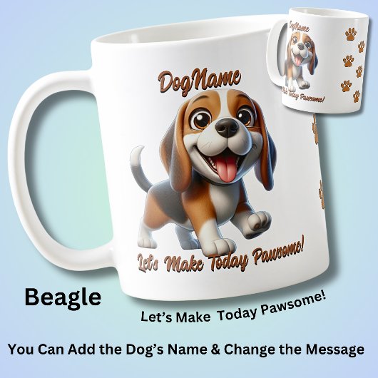 Beagle - Naam hond toevoegen, tekst wijzigen Koffiemok