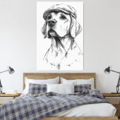 Beagle Newsboy Marble Statue Canvas Art Afdruk (Insitu (Slaapkamer))