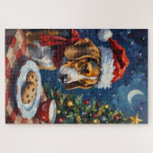Beagle Nudging Santa's Christmas Cookies Hat Legpuzzel (Horizontaal)