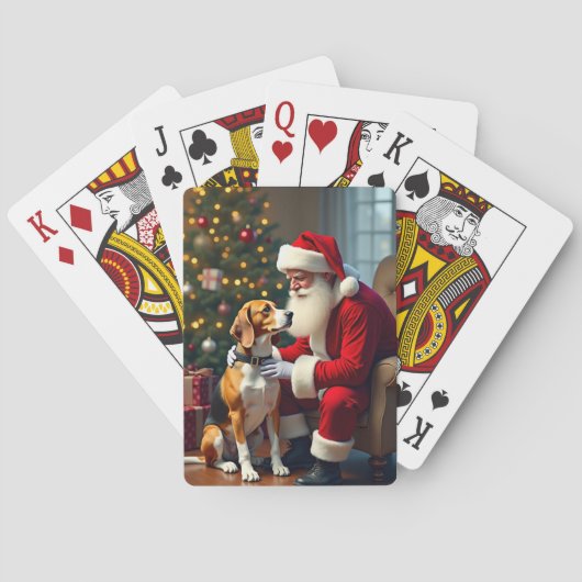 Beagle Ontmoet Sinterklaas Kerstschilderij Pokerkaarten (Achterkant)