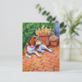 Beagle op Brick Patio Briefkaart (Staand voorkant)