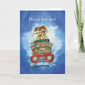 Beagle op de auto - Grappige verjaardag Kaart (Voorkant)