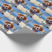 Beagle op het strand, zomercadeau voor hondenliefh cadeaupapier (Hoek)