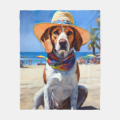 Beagle op het strand, zomercadeau voor hondenliefh fleece deken (Voorkant)