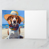 Beagle op het strand, zomercadeau voor hondenliefh kaart (Binnen)