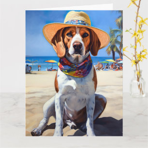 Beagle op het strand, zomercadeau voor hondenliefh kaart