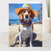 Beagle op het strand, zomercadeau voor hondenliefh kaart (Voorkant)