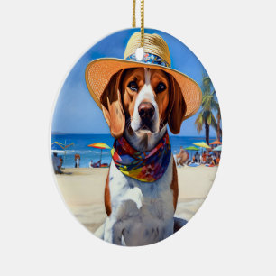Beagle op het strand, zomercadeau voor hondenliefh keramisch ornament