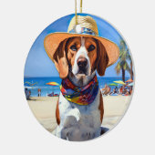 Beagle op het strand, zomercadeau voor hondenliefh keramisch ornament (Links)