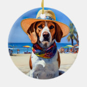 Beagle op het strand, zomercadeau voor hondenliefh keramisch ornament (Achterkant)