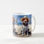 Beagle op het strand, zomercadeau voor hondenliefh koffiemok (Voorkant rechts)