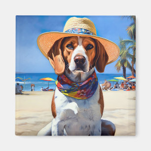Beagle op het strand, zomercadeau voor hondenliefh magneet